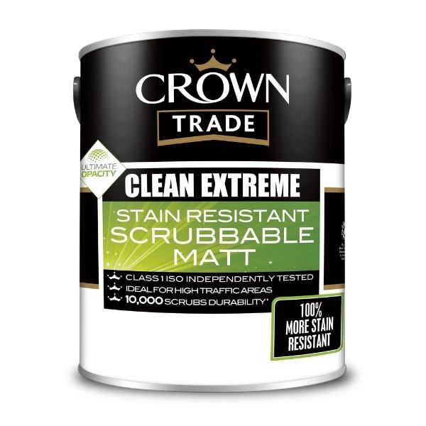 Crown Trade Clean Extreme Stain Resistant Scrubbable Matt Paint White 5l Pack Of 2~5010131491409 01c Mp - View #5