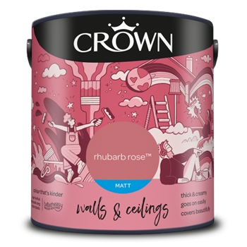 Crown Walls & Ceilings Matt Emulsion - Rhubarb Rose - 2.5L