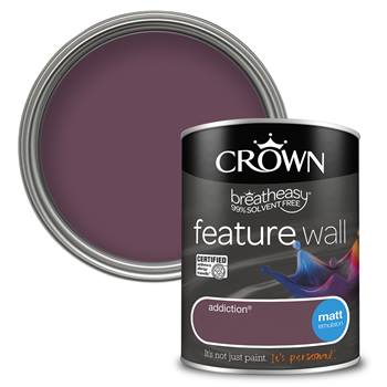 Crown Paints breatheasy® Feature Wall Coloured Matt Emulsion - asthma & allergy friendly® Interior Wall and Ceiling Paint - 8 Colours Available - Various Sizes