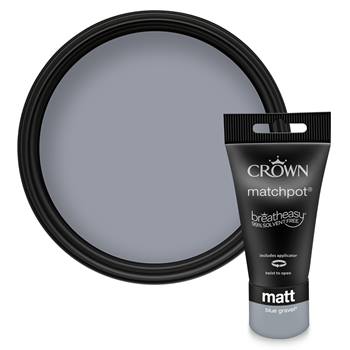 Crown Paints breatheasy® Coloured Matt Emulsion – asthma & allergy friendly® Interior Wall and Ceiling Paint – blue gravel® - 40ML