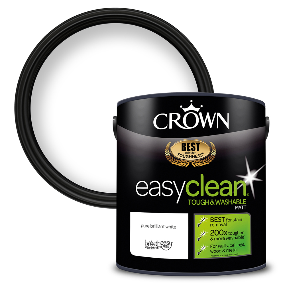 Crown Paints easyclean® Matt Emulsion pure brilliant white 2.5L