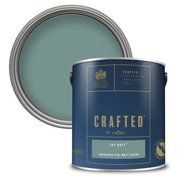 CRAFTED™ by Crown Luxurious Flat Matt Emulsion - Premium Interior Wall, Ceiling and Wood Paint - Ivy Grey™ - 2.5L