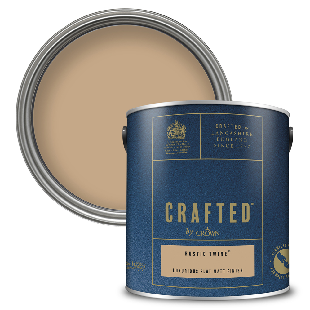 CRAFTED by Crown Luxurious Flat Matt Emulsion Rustic Twine 2.5L Wall and Ceiling Paint