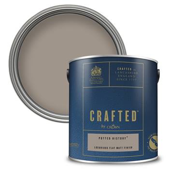 CRAFTED™ by Crown Luxurious Flat Matt Emulsion - Premium Interior Wall, Ceiling and Wood Paint - Potted History™ - 2.5L