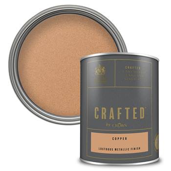 CRAFTED™ by Crown Lustrous Metallic Emulsion - Shimmering Interior Wall and Wood Paint - Copper - 1.25L