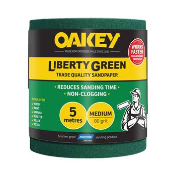 Oakey Liberty Green Sand Paper Roll 5m - P80